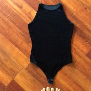 American Apparel velvet Sleeveless Thong Bodysuit